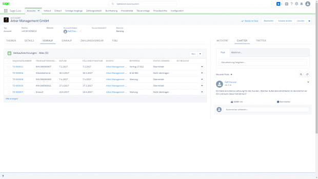 Die Benutzeroberfläche von Sage Live (Bild: Sage)